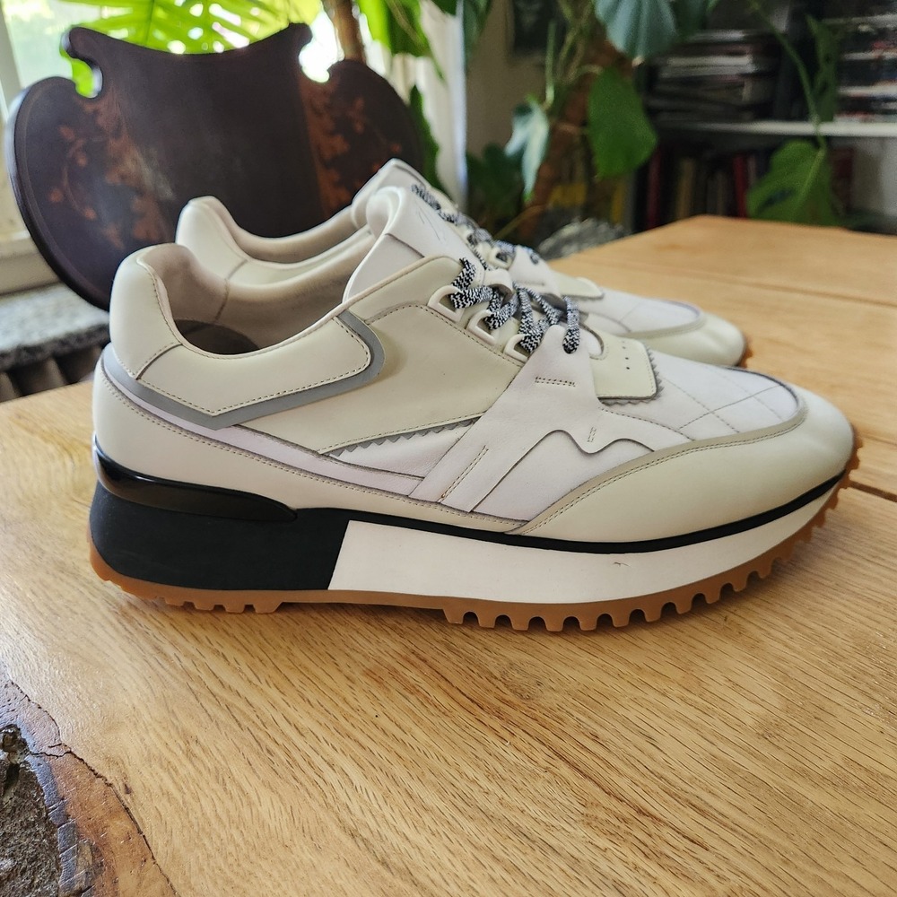 RARE‎ Leizilei Calf Leather Sneakers Mens Size 12 White Platform Shoes Y2k